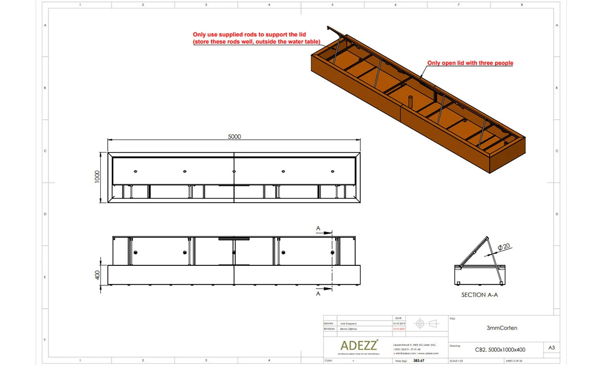 Cortenstaal Watertafel - 500 X 100 X 40 Cm 5 Cortenstaal Watertafel - 500 X 100 X 40 Cm - Afbeelding 3